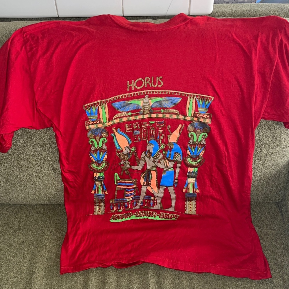 Red Graphic T-Shirt with Egyptian Design